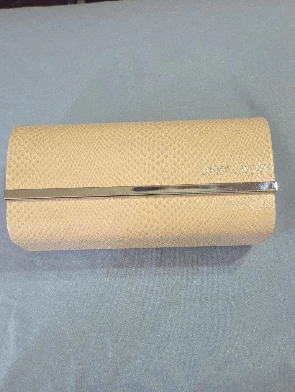 Jimmy Choo Ivory Textured Snake-Embossed with Silver Trim CASE ONLY